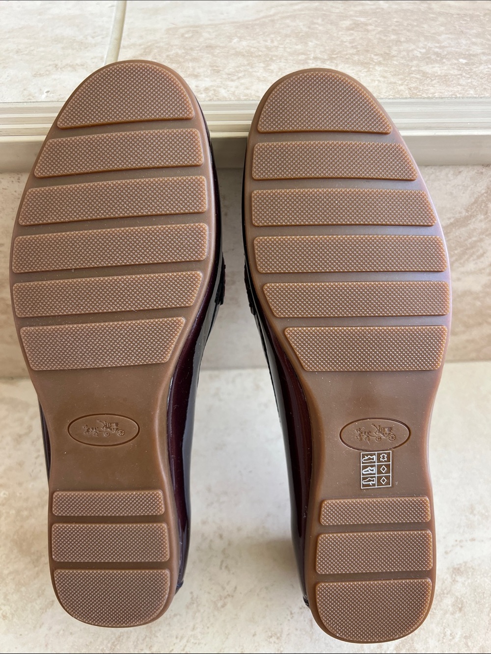 Coach women Burgundy Patent Leather Loafers - Picture 8 of 10